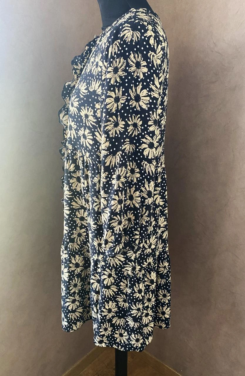 ZARA jurk maat 34 zwart met beige bloemen – Volants & knopen – Bohemien chic stijl – photo 7